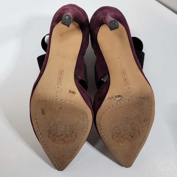 Vince Camuto Nigel Heels Sugar Plum Suede Pointy Toe Elastic Straps Sz 9.5M - Picture 6 of 9